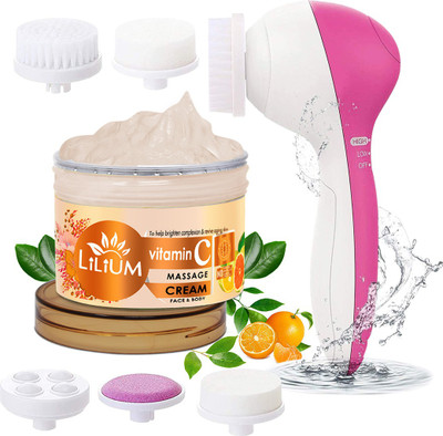 LILIUM Vitamin C Face & Body Massage Cream with Multifunction 5in1 Massager(250 g)