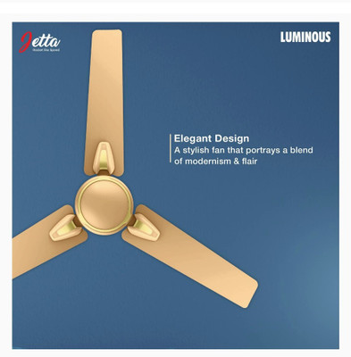 LUMINOUS Jetta honey gold 1200 mm Silent Operation 3 Blade Ceiling Fan (Gold, Pack of 4)