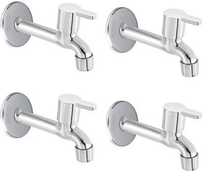 COSVIT SS Marc Long Body Bib Cock Foam Flow Brass Disc with Wall Flange - Pack of 4 Bib Tap Faucet(Wall Mount Installation Type)
