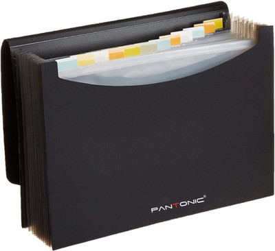 PANTONIC PVC Expanding Organizer File Folder F/C(Set Of 1, Black)