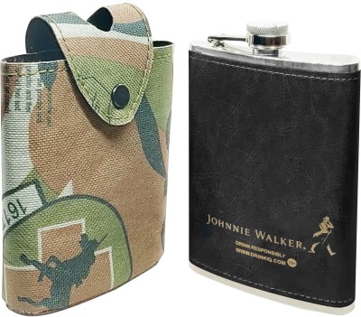 JMALL ™Jungle Print Cover With 1209 Gld Hip Flask For Storing Whiskey, Alcohol, Beer Stainless Steel Hip Flask(230 ml)