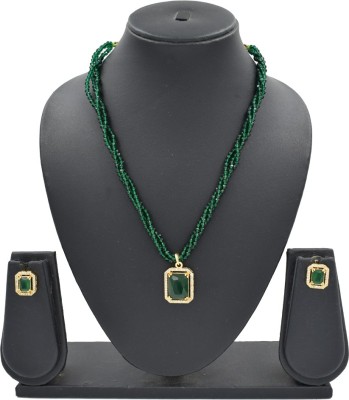 Sandhya Designer Studio Stone Green Jewellery Set(Pack of 1)