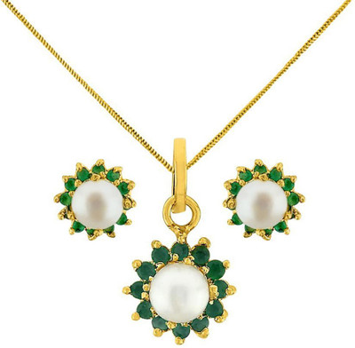 Sri Jagdamba Pearls Alloy Gold-plated White Jewellery Set(Pack of 1)