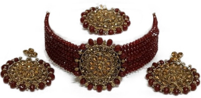 JMBW INTERNATIONAL Alloy Gold-plated Red Jewellery Set(Pack of 1)
