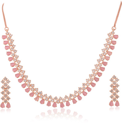 Ratnavali Jewels Brass Gold-plated Pink Jewellery Set(Pack of 1)