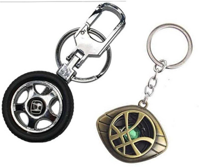 JAINSON MARTIN Combo of Dr Strange Eye And Rotating Tyre Hyundai Logo KeyChain Key Chain