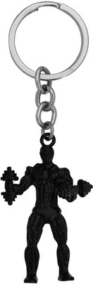 M Men Style Bodybuilder Dumbbell Men Fitness Strong Black Metal Sport Keychain Keyring Key Chain
