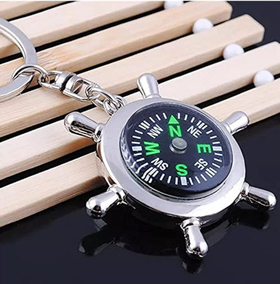 JAINSON MARTIN Pure metal compass with fancy metal keychain Key Chain (Silver) Key Chain