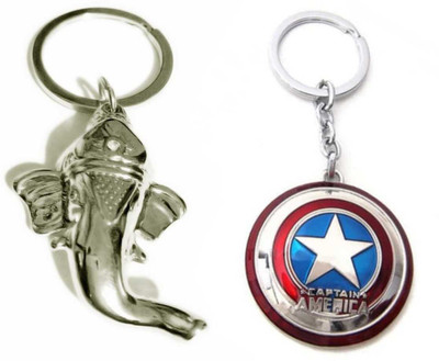 JAINSON MARTIN Combo Of Captain America And Lord Ganesha KeyChain Key Chain