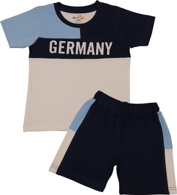 CUTOPIES Boys Casual T-shirt Shorts(Sky.Blue-White)