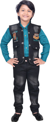 KIDZWING Boys Party(Festive) Shirt Jeans(Blue)