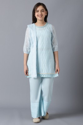 Aurelia Girls Casual Kurta and Palazzo Set(Blue Pack of 3)