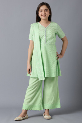 Aurelia Girls Casual Kurta and Trouser Set(Green Pack of 3)