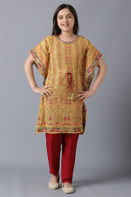 Aurelia Girls Casual Kurta and Trouser Set(Yellow Pack of 3)