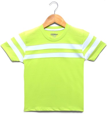 Billion Boys Striped Pure Cotton T Shirt(Green, Pack of 1)