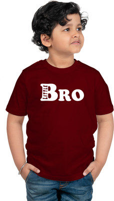 CHOMBOOKA Boys Typography Cotton Blend Regular T Shirt(Maroon, Pack of 1)