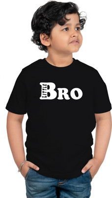 CHOMBOOKA Boys Typography Cotton Blend Regular T Shirt(Black, Pack of 1)