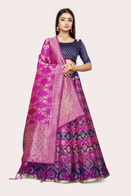 DISHWA FASHION Self Design Semi Stitched Lehenga Choli(Pink)