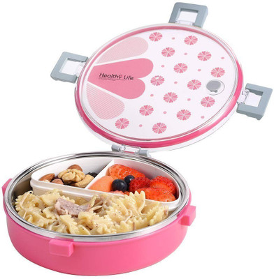 Vibgyor Products Round Lunch Boxes Shaped Multi Design 2 Gird Kitchen 1 Containers Lunch Box(920 ml, Thermoware)