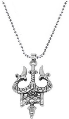 Love And Promise Religious Jewelry Shiva Trishul Damaru Pendant With Chain Silver Stainless Steel Pendant