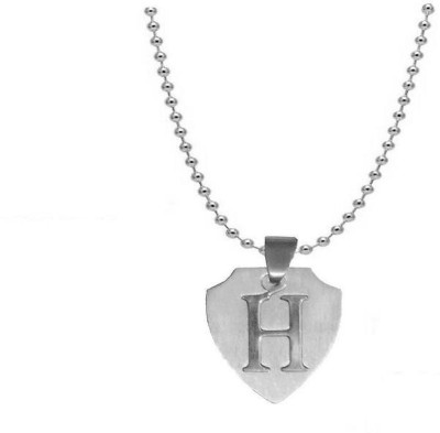 Love And Promise H Alphabet Initial Letter Locket With Chain Silver Stainless Steel Locket Set