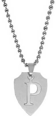 Love And Promise P Alphabet Letter Dog Tag Pendant For men & Women Sterling Silver Stainless Steel Locket Set