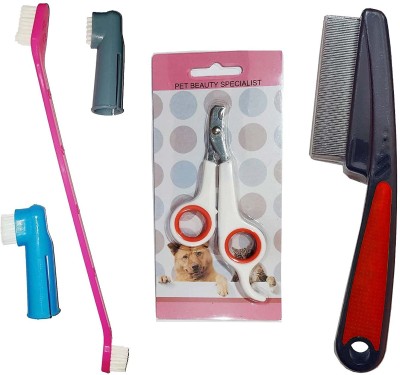 Woofy Dog Scissor and Dog Thoothbrush grooming kit for Dogs Plain/ Bristle Brushes for  Dog & Cat