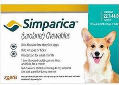 Zoetis Simparica Chewables Liver Flavoured flea tick tablet for