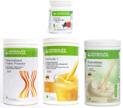 Herbalife Nutrition FORMULA 1 SHAKE MANGO+ PROTIEN POWDER 400g + AFRESH TULSI+ SHAKEMATE VANILLA Protein Shake(1450 g, MANGO)