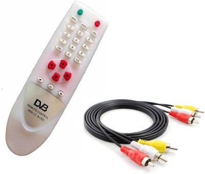 Red Champion Set Top Box Remote Control Compatible for Free Dish Remote Free Dish Remote with 3 RCA ,Audio Video AV Cable For TV, Home Theater Remote Controller(White)