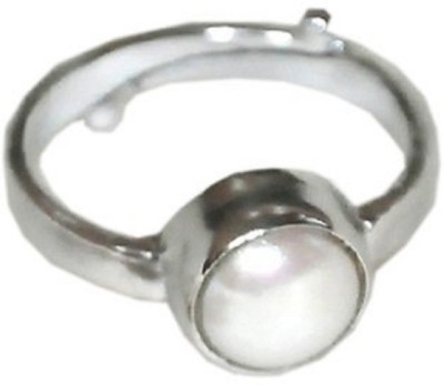 Senroar 7.5 Ratti Pearl Ring Natural Gemstone Moti Ring Metal Pearl Ring