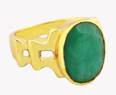 rs gemsexport RS GEMSEXPORT EMERALD RING WITH CERTIFIED 5.30 RATTI PANNA GOLD PLATED RING. Brass Emerald Gold Plated Ring
