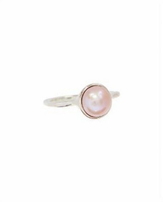 Senroar 5.5 Carat Pearl Ring Natural Gemstone Moti White Ring Metal Pearl Ring