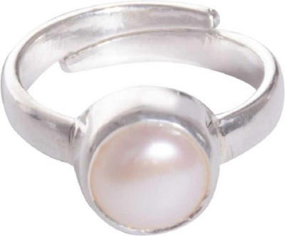 Senroar 9.5 Ratti Pearl Ring Natural Gemstone Rashi Ratan Moti Ring Metal Pearl Ring