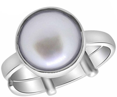 Senroar 8.5 Ratti Pearl Ring Natural Gemstone Moti Metal Adjustable Ring Metal Pearl Ring