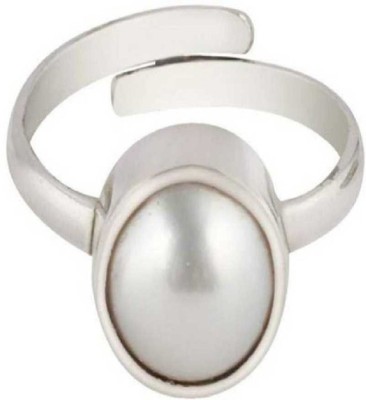 Senroar 8.5 Ratti Pearl Ring Natural Gemstone Rashi Ratan Moti Ring Metal Pearl Ring