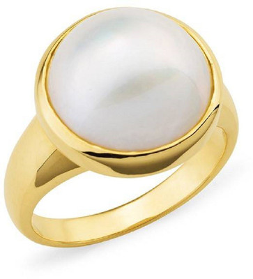 RATAN BAZAAR Ratan Bazaar Pearl Ring For Women Copper Pearl Gold Plated Ring