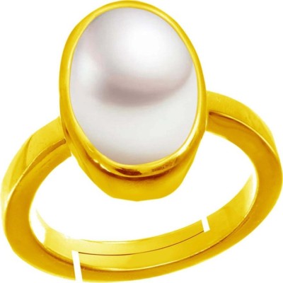 Senroar 8.5 Carat Pearl Ring Natural Gemstone Moti Brass Adjustable Ring Brass Pearl Ring