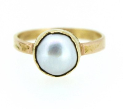 Senroar 6.5 Ratti Pearl Ring Natural Gemstone Moti Golden Ring Brass Pearl Ring