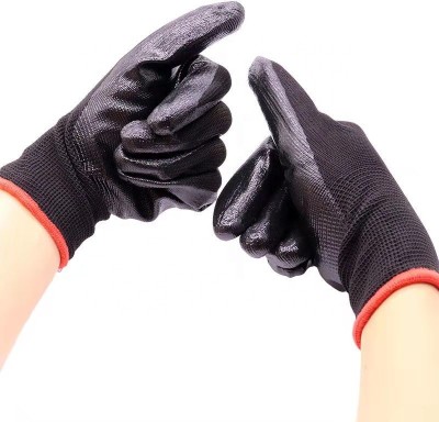 SS & WW BLACK PU COATED HAND GLOVES PACK OF 1 PAIR Latex  Safety Gloves(Pack of 2)