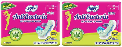 SOFY Anti Bacteria Extra Long XL - 28+28 Counts Sanitary Pad(Pack of 2)