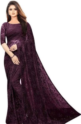 BRAHMANI TEXTILE Self Design Bollywood Net Saree(Purple)