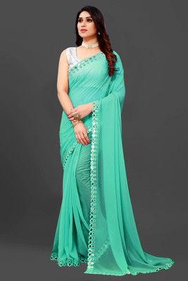 Vivan Fab Embellished Bollywood Georgette Saree(Multicolor)