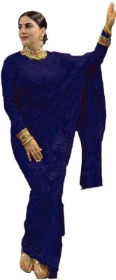 KENOFY SAREES Embellished Bollywood Net Saree(Dark Blue)