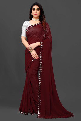 Vivan Fab Embellished Bollywood Georgette Saree(Brown)