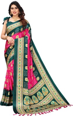 sarthi collection Geometric Print Bollywood Silk Blend, Art Silk Saree(Pink)