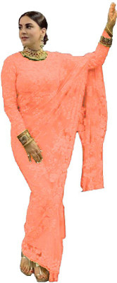 Abhilasha Embroidered Bollywood Net Saree(Orange)