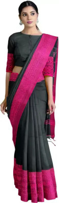 TRADITIONAL MANUFACTURER HOUSE Solid/Plain Handloom Pure Cotton Saree(Grey)