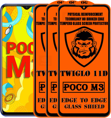 TWIGLO Edge To Edge Tempered Glass for REDMI POCO M3(Pack of 3)