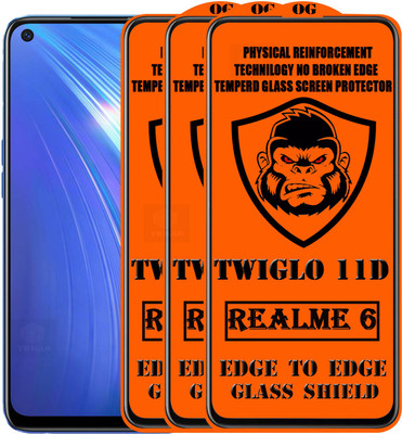 TWIGLO Edge To Edge Tempered Glass for REALME 6(Pack of 3)